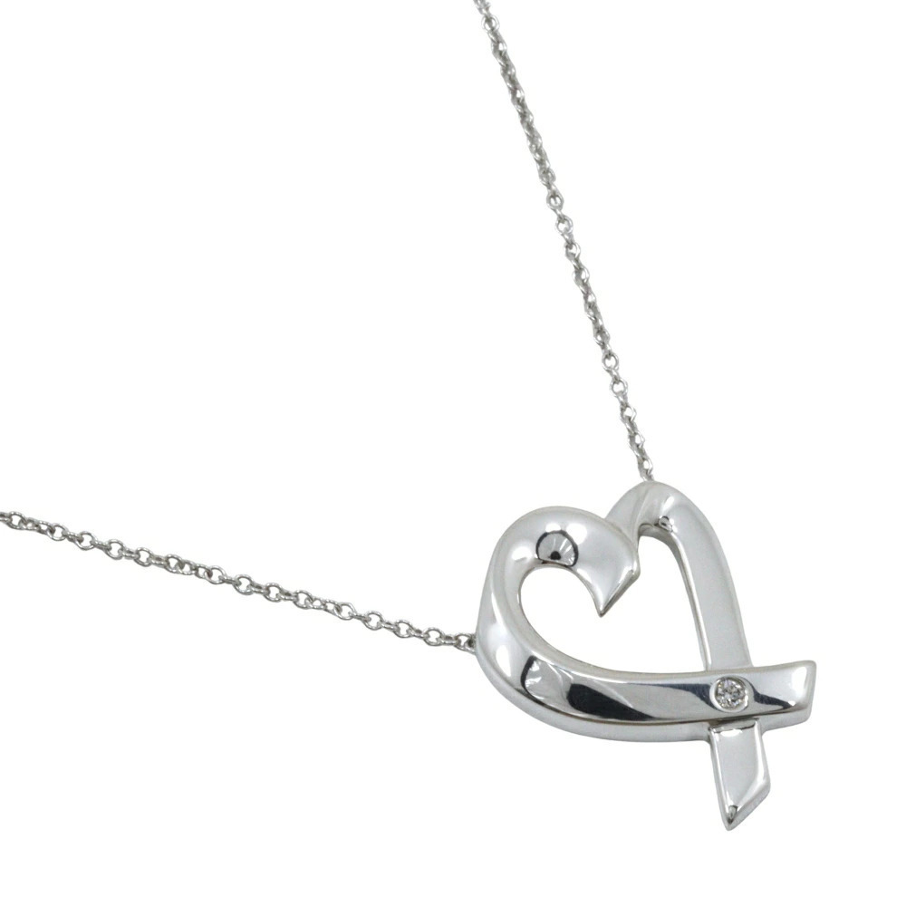 Tiffany Co Loving Heart Necklace Diamond Paloma Picasso Sterling Silver x